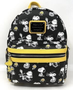 Loungefly Peanuts Snoopy Woodstock Charlie Brown Mini Backpack Black Yellow NWT